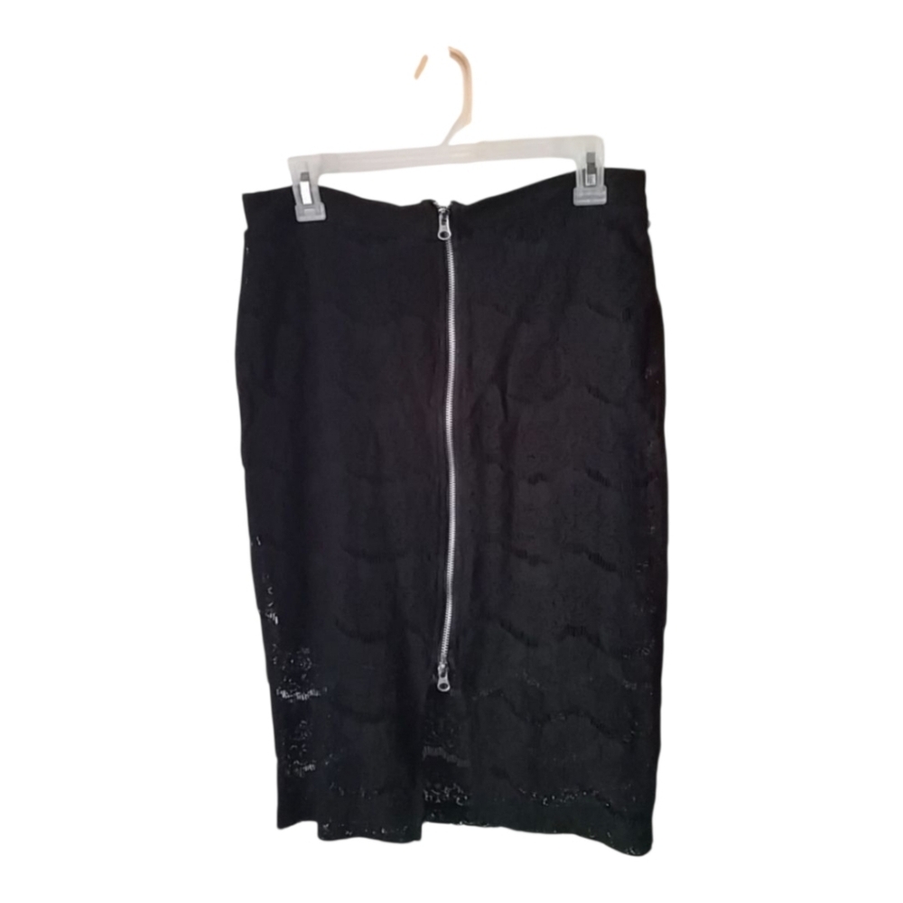 Bongo High Waisted Lace Front Zip Pencil Skirt